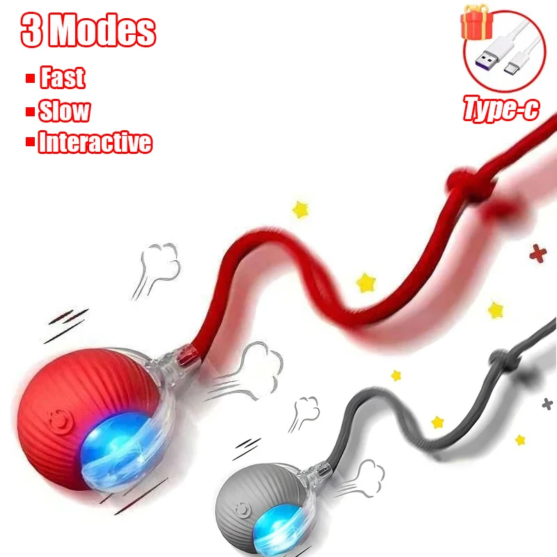 New Cat Interactive Ball Toy Automatic Rolling Ball Faux Tail Rechargeable Smart Pet Electric Toy Dog Cat Training Imitate Mouse - Image 15