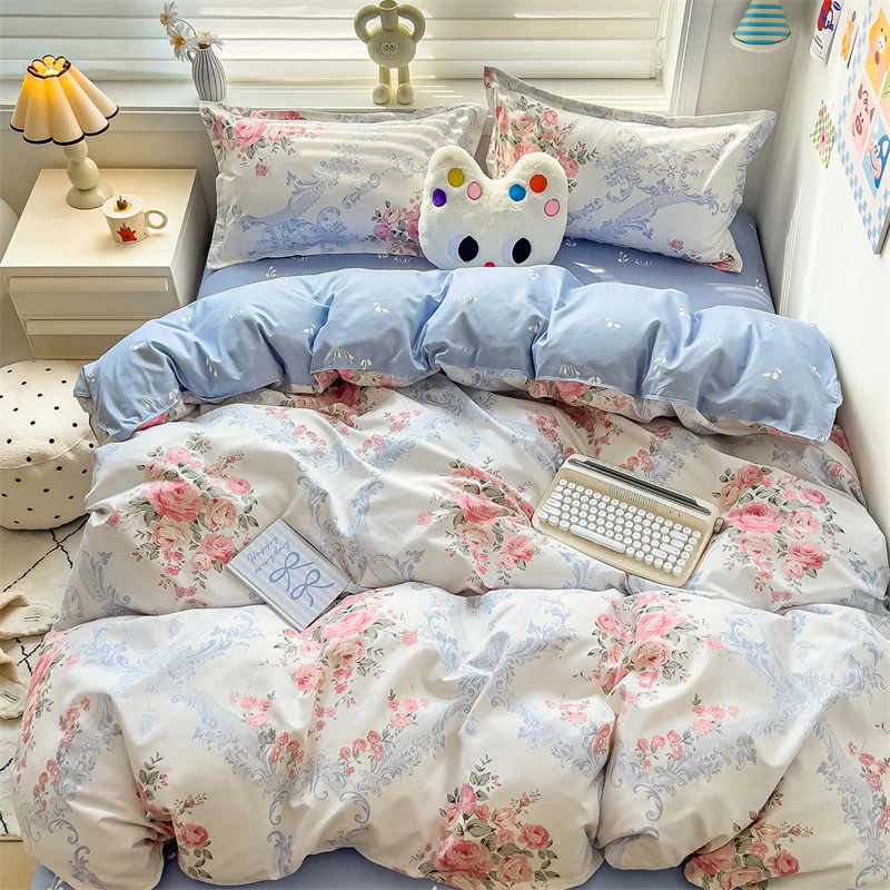 New Cute Stars Printed Bedding Set 4/3/1 Pcs Skin-friedly Breathable Duvet Covers Comfortable Durable Single Double Quilt Cover - Image 20
