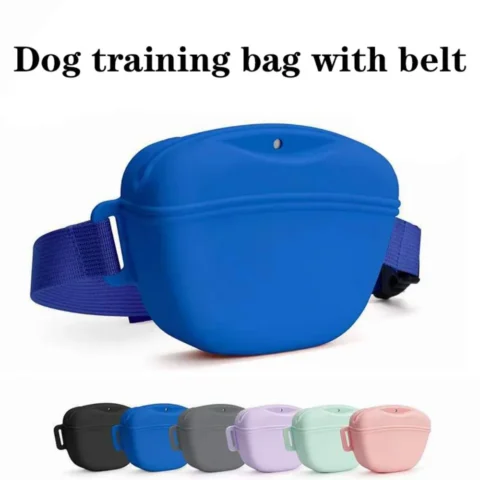 1×Silicone Dogs Treat Bag Pet Portable Dog Training Waist Bag Outdoor Feeder Puppy Snack Pouch Food Reward Storage Bag with B