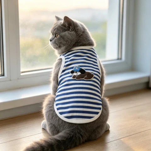 Elastic breathable pet vest embroidery prints lightweight summer sleeveless daily wear for cats dogs outdoor