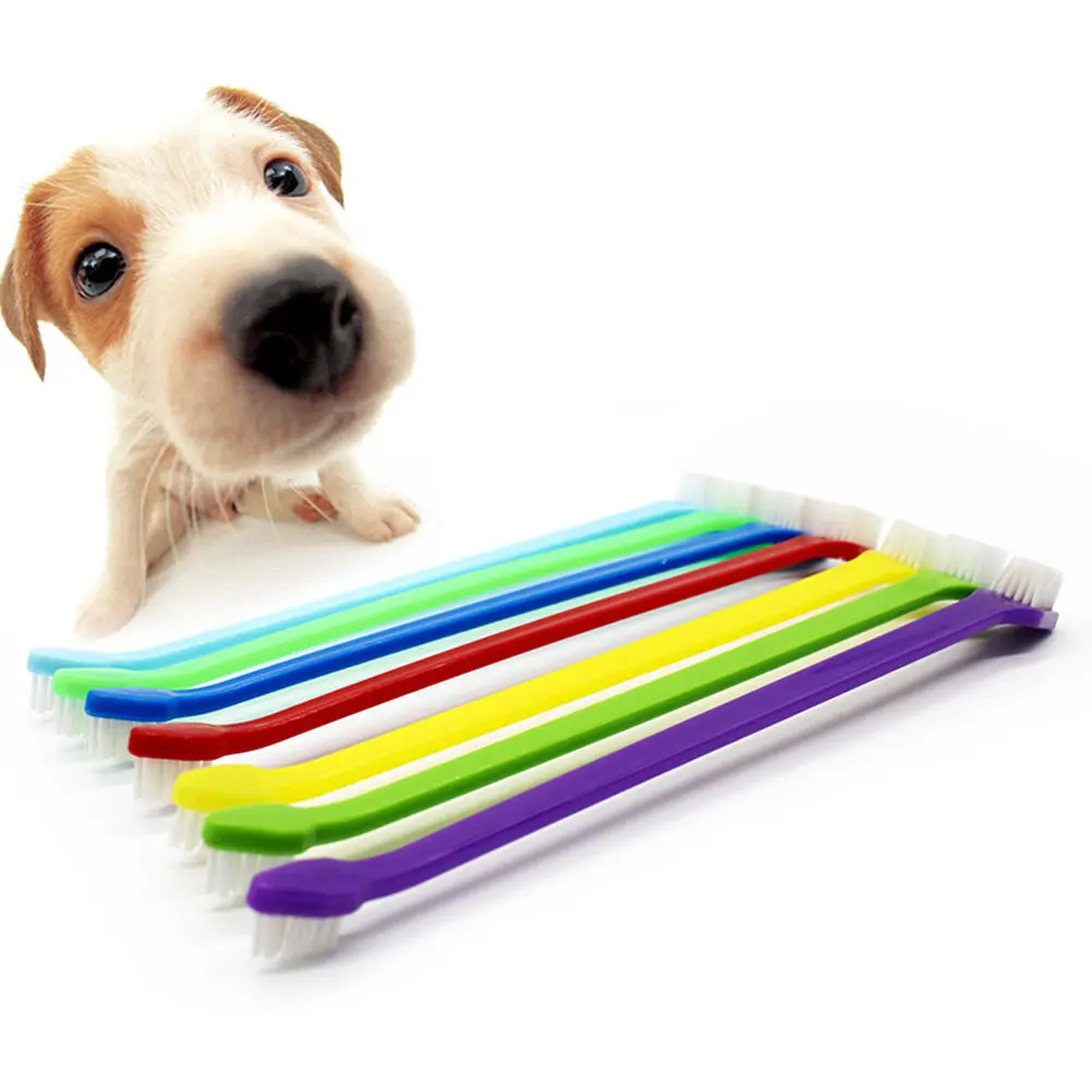 2Pcs Dog Toothbrush Dual Head Small Large Brush Heads for Cats Dogs Soft Tapered Bristles Safe Oral Hygiene Pet Toothbrush