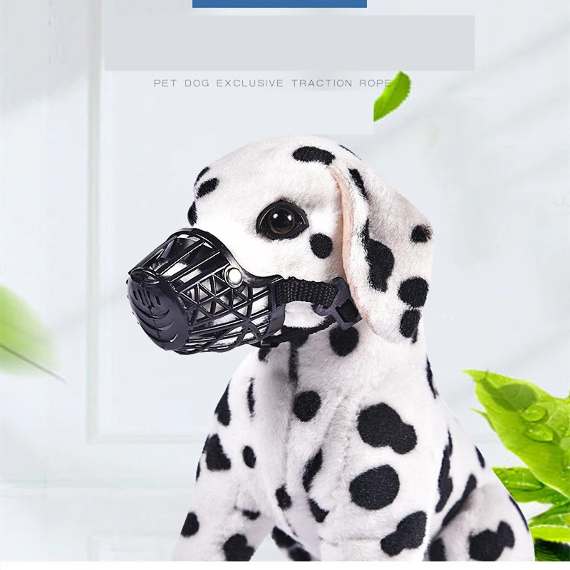New Breathable 1Pcs No Bite Basket Pet Supplies Adjustable Muzzle Cages PE Dog Muzzle Cage Black Mouth Mesh Cover Dog Collar