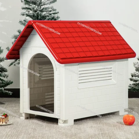 Plastic Weatherproof Dog Kennel Indoor Outdoor Removable Rain Cover Medium Large Pet Waterproof Windproof Shelter