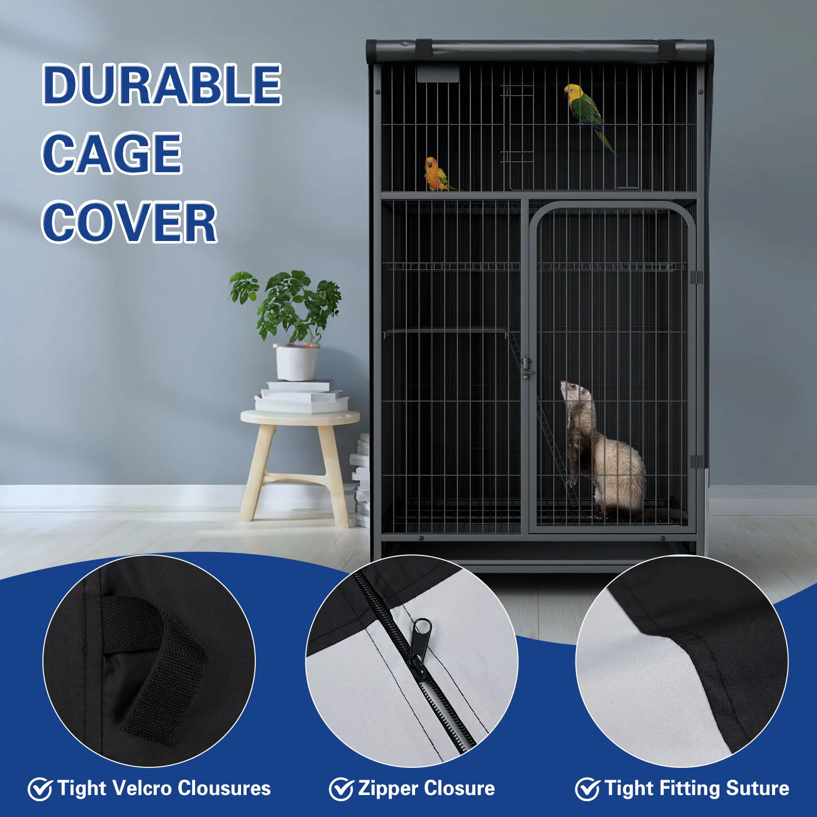 Bird Cage Cover Out Birdcage Cover Durable Breathable Washable Material for Night Heavy Duty Waterproof Pet Parrot Ferret Cov