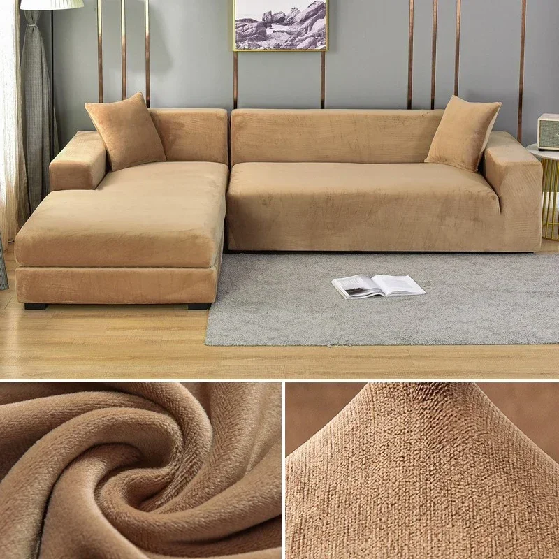 Velvet Sofa Cover Thick Elastic 1/2/3/4 Seater Sofa for Living Room Velvet Plush L Shaped Corner Sofa Cover Couch Cover - Image 13