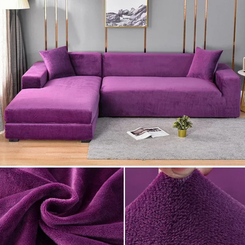 Velvet Sofa Cover Thick Elastic 1/2/3/4 Seater Sofa for Living Room Velvet Plush L Shaped Corner Sofa Cover Couch Cover - Image 21