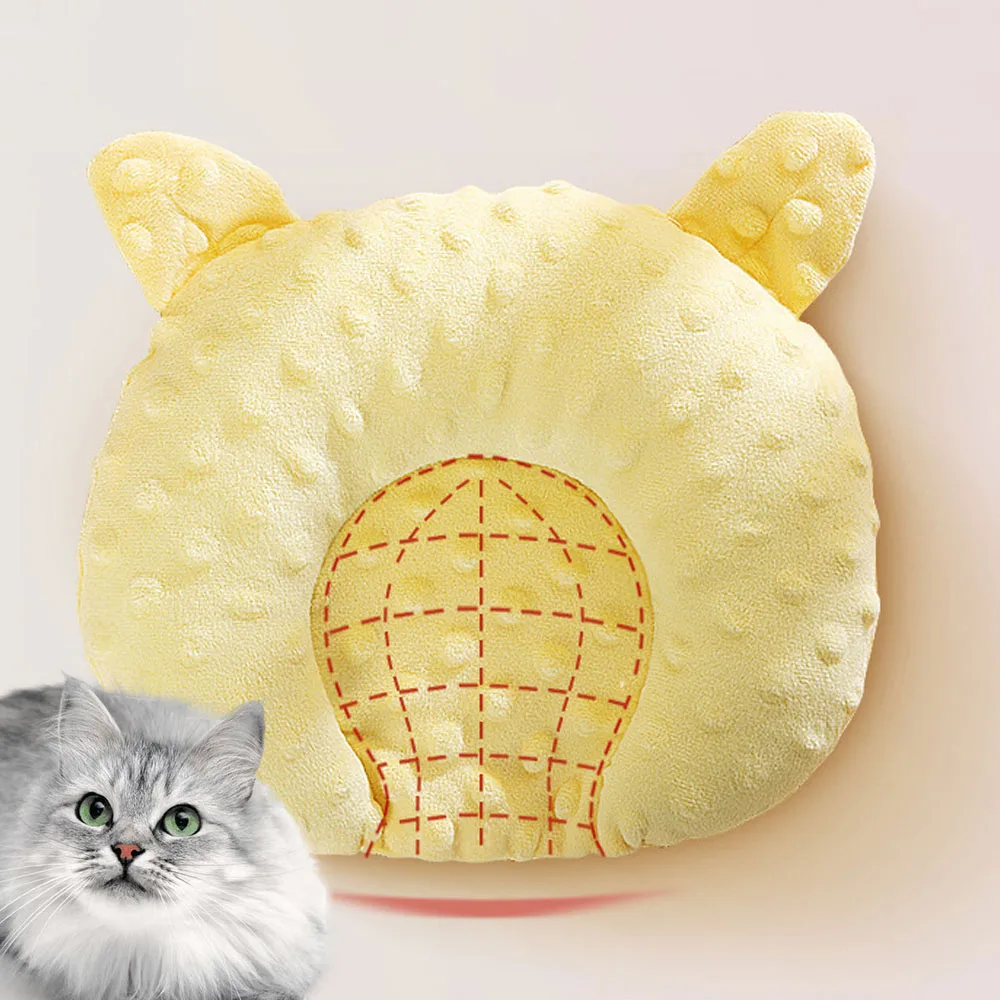 Cozy U-Shaped Cartoon Design Sleep Pad for Small Dogs-Deep Sleep Accessory,Polyester Fleece,Elliptical Shape,Ideal for Toy Br