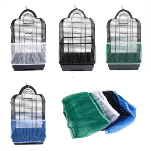 Birdcage Cover Nylon Mesh Bird Parrot Cover Dust Blocking Breathable Fabric Mesh Protective Hood Easy Cleaning Cage Accessori