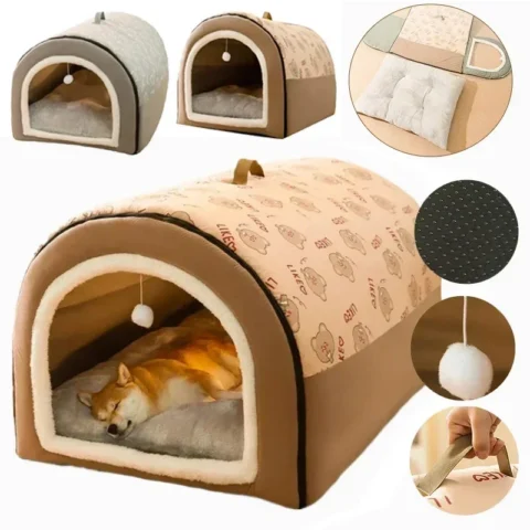 Big Dog Kennel Warm Winter Dog House Mat Detachable Washable Dogs Bed Nest Deep Sleep Tent for Medium Large Dogs House Suppli