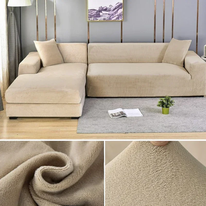 Velvet Sofa Cover Thick Elastic 1/2/3/4 Seater Sofa for Living Room Velvet Plush L Shaped Corner Sofa Cover Couch Cover - Image 18