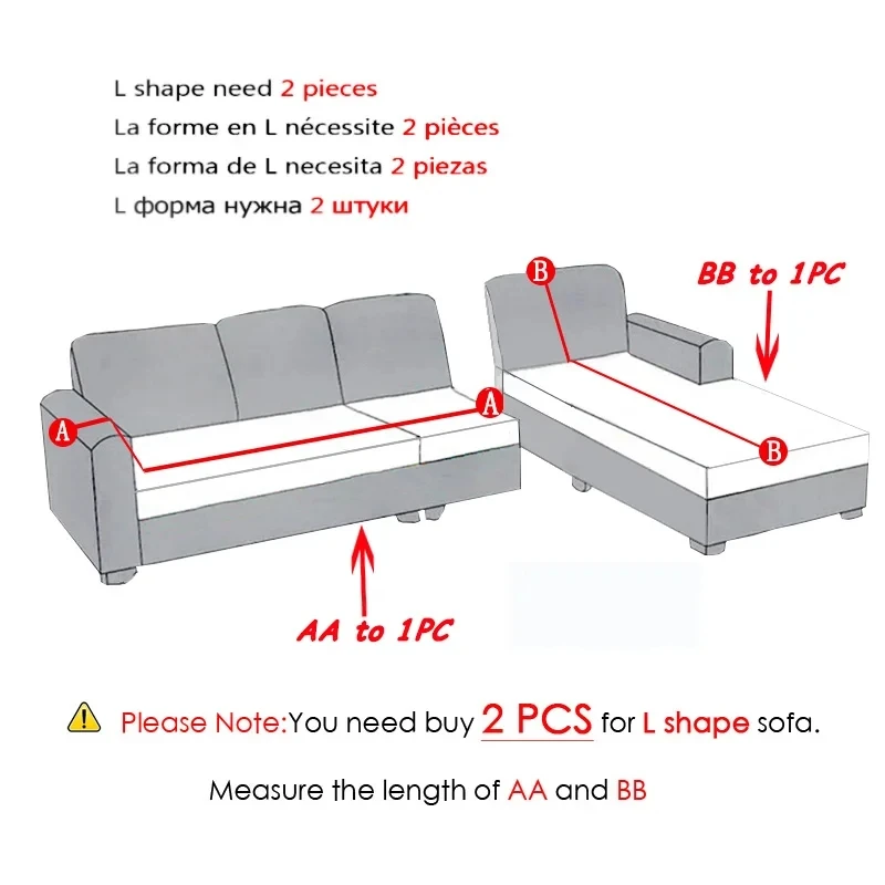 Thick Jacquard Sofa Cover for Living Room, Elastic Sofa Cover, L-Shaped Corner, 1, 2, 3, 4 Seater