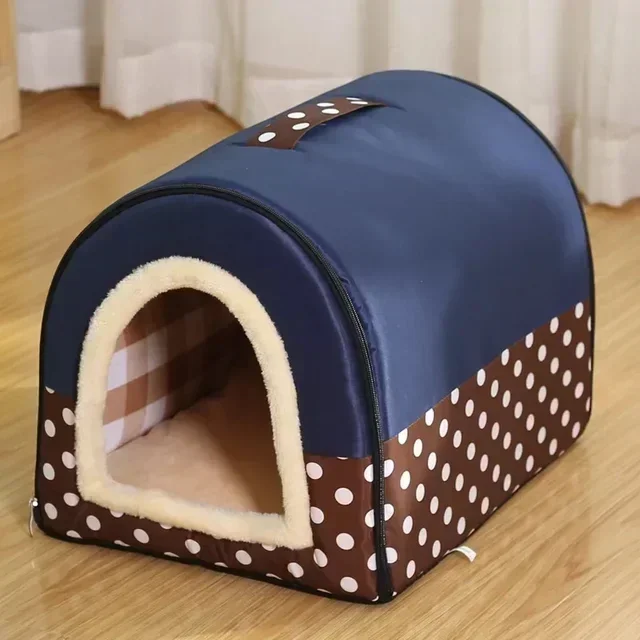 Foldable All Season Pet Kennel Portable Semi Enclosed Nest Warm Sleeping Accessory for Small Medium Dog Cat Autumn Indoor Rest - Image 9