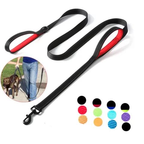 1.2/1.5/1.8m Two Handle Heavy Duty Double Handle Nylon Dog Leash For Training Control Guard Rope Walking Cats Dogs Harness Le