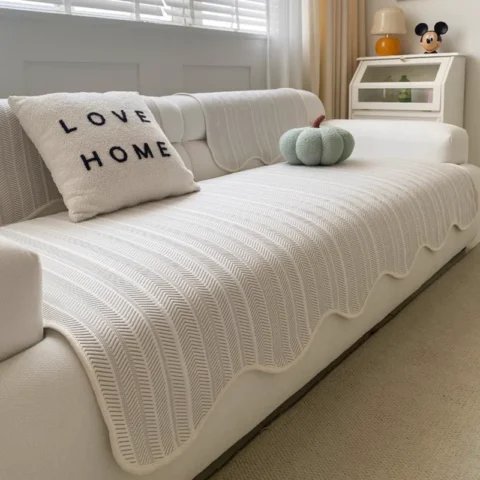 1PC Summer Ice Silk Sofa Seat Cover Non-Slip Cool Feeling Pets Kids Sofa Slipcovers L Corner Couch Towel Living Room 여름쇼파패드 쇼