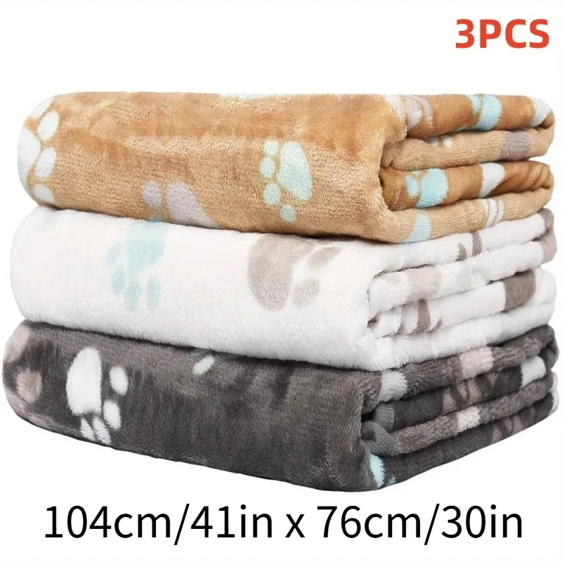 3PCS Soft Flannel Fleece Cat Dog Blanket Bed Mats Paw Foot Print Warm Pet Blanket Sleeping Beds Cover Mat For Pets Supplies - Image 7