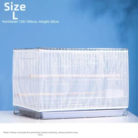 5pcs New Universal Bird Cage Cover White Multi-size Anti Splash Guard Elastic Washable Feather Catcher Net Pet Protection