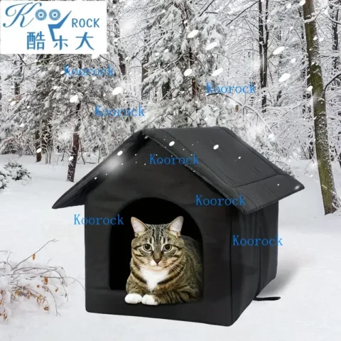 Portable Weatherproof Pet House: Insulated Foldable Shelter for Outdoor Stray Cats & Dogs with Removable Washable Cover