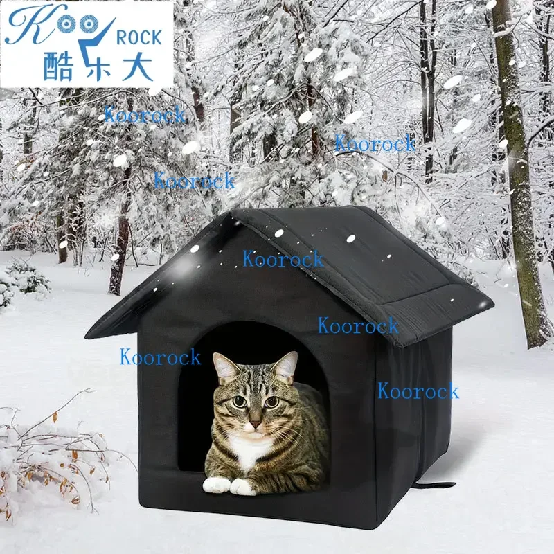 Portable Weatherproof Pet House: Insulated Foldable Shelter for Outdoor Stray Cats & Dogs with Removable Washable Cover