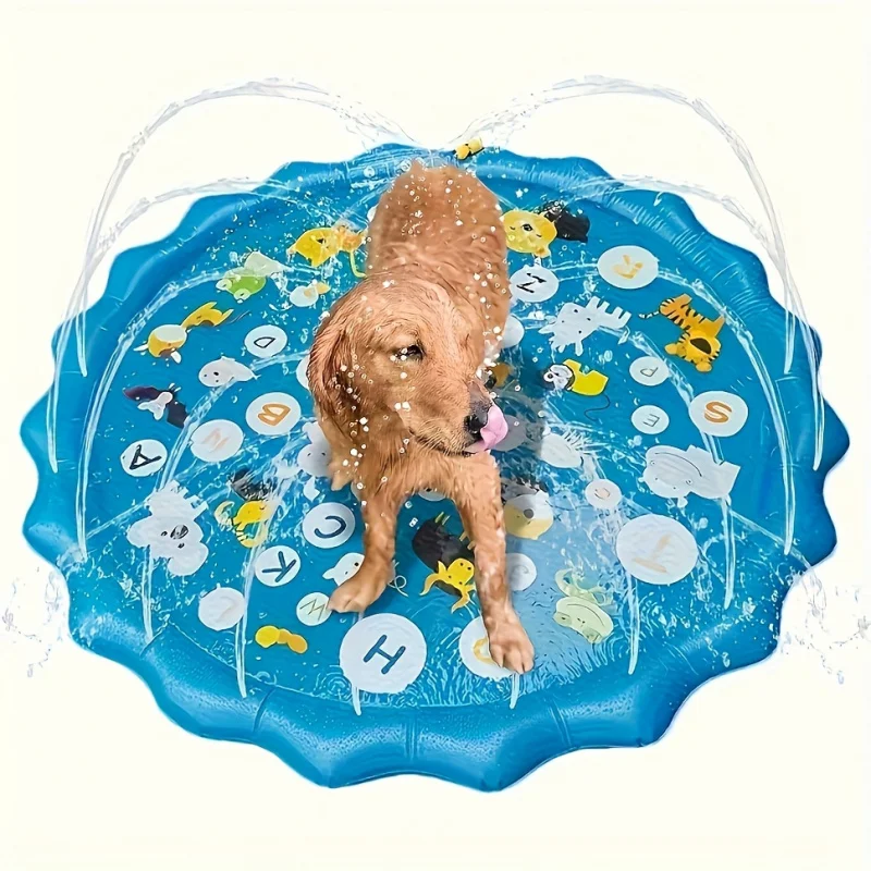 Heavy-duty Outdoor Pet Bath Basin with Water Spray Function - Anti-slip Dog Water Play Cooling, water spraying, and ice cooli