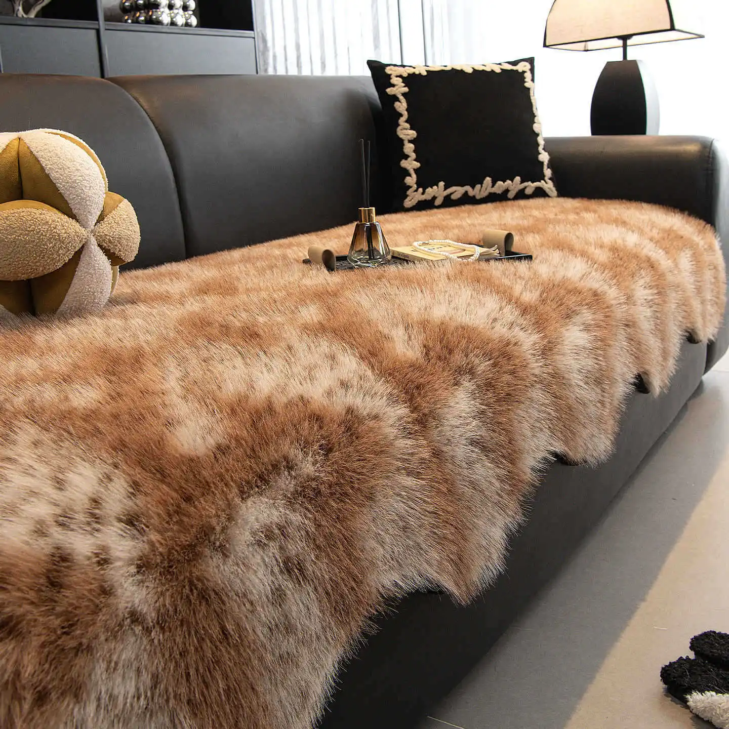 Luxury Imitation Mink Fur Sofa Cover Non-Slip Solid Color Thicken Warm Plush Sofa Towel For Living Room Couch Cover Home Decor - Image 3