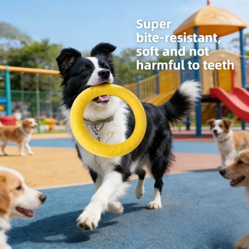 Dog toy - Large breed dog ring frisbee, Border Collie, vocal, tension ring, teething, durable, fun toy for pets,Christmas gif