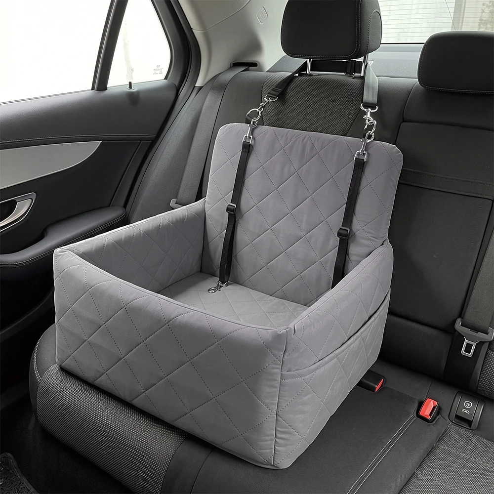 1 PC Ice Cooling Dog Car Booster Seat Pet Travel Bed Waterproof Scratch-Proof Puppy Cat Safety Carrier with Tether Non-Slip B