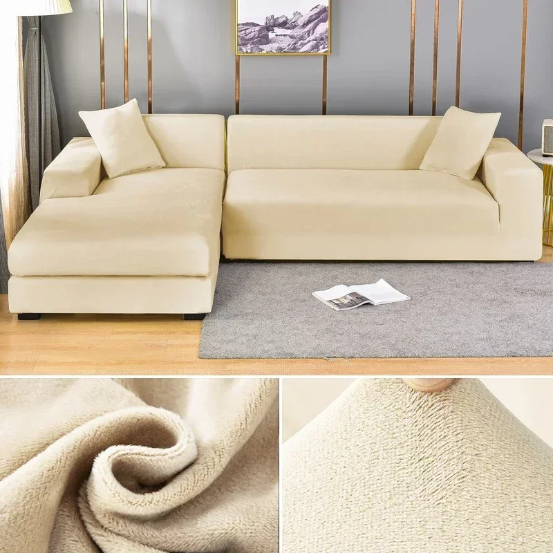 Velvet Sofa Cover Thick Elastic 1/2/3/4 Seater Sofa for Living Room Velvet Plush L Shaped Corner Sofa Cover Couch Cover - Image 8