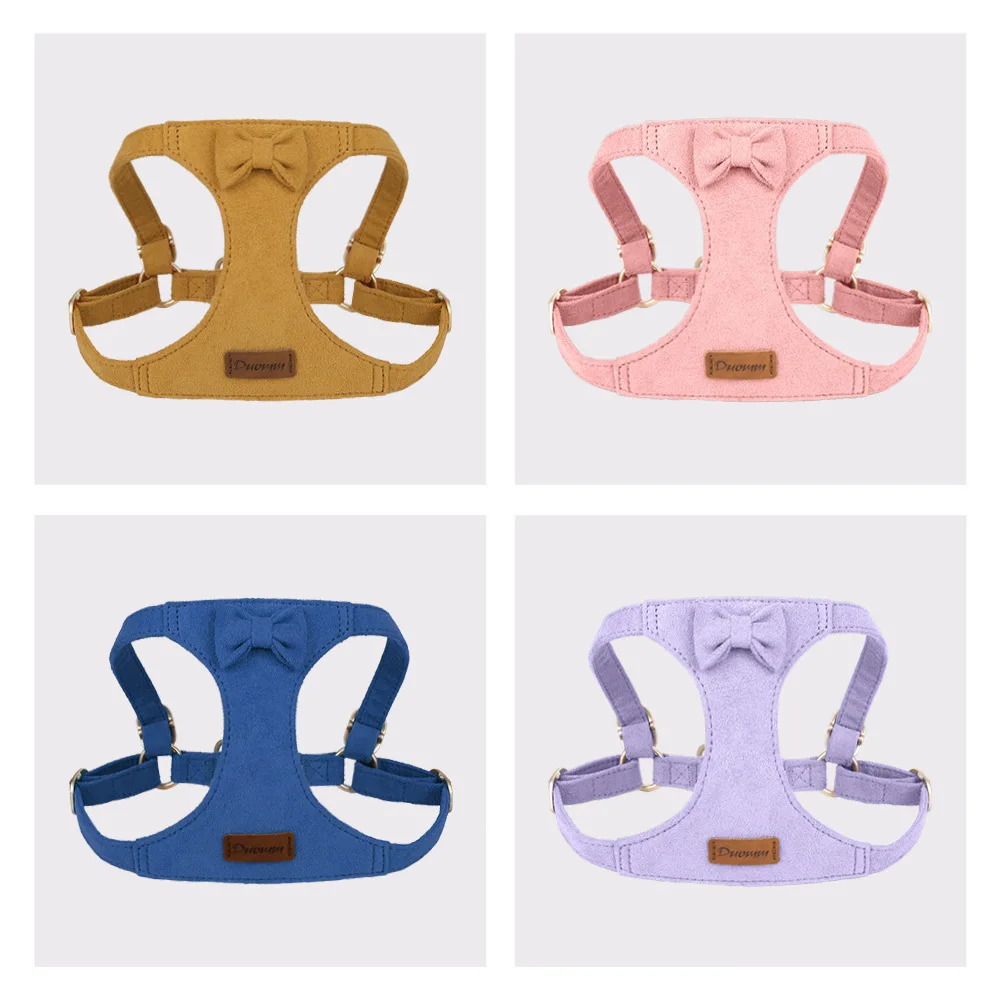 Trendy Premium Suede Dog Harness Leash Set -Small Dog Adjustable Pet Chest Strap Soft Durable Puppy Kitten Fashion Accessorie