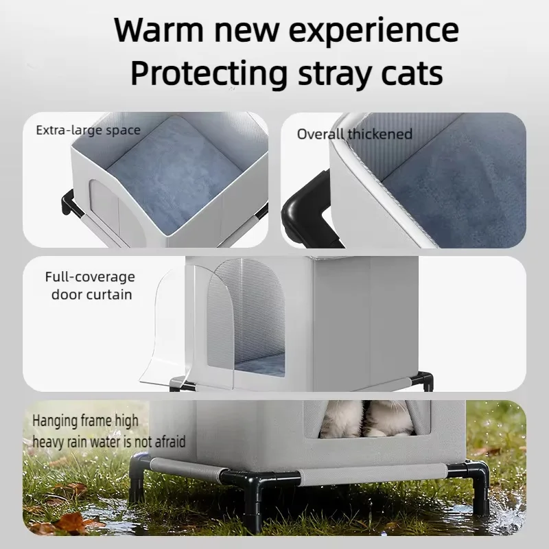 Waterproof Stray Cat House with Mat Foldable Summer Cool Shelter Pet Cave Nest Outdoor Sleeping Bed for Small Dogs And Puppie