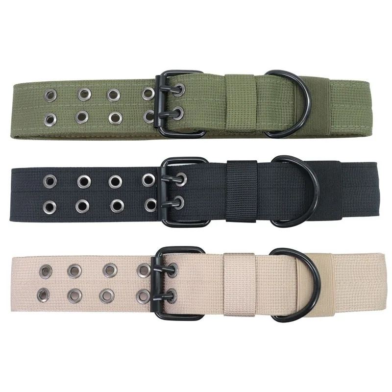 Outdoor Tactical Dog Collar Set Dog Leash Metal Buckle Breathability Nylon Adjustable Dog Collar for Training Neck Pet Produc