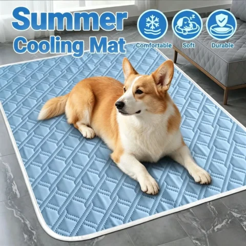 Summer Ice Silk Dogs Cooling Mat Washable Breathable Cool Sleeping Pad Anti Slip Cooling Bed Cushion for Small Medium Large P