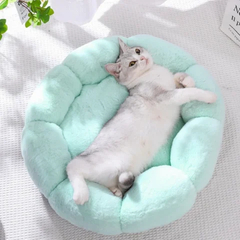 Luxury Cat Sofa Winter Warm Cat Flower Nest Dog House Bed for Cats Flower Bed Breathable Soft Small Dog Bed with Flower Shape