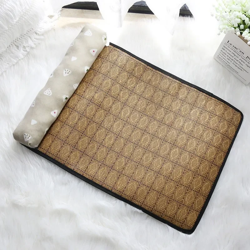 Cat Natural Cooling Mat Summer Pet Self Cooling Pad Cat Bed Mat For Dogs Indoor Rattan Weave Mat Sleeping Cat Bed - Image 15