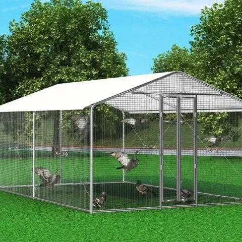 Heavy Duty Outdoor Animal Cages Chicken Run Metal with Roof Cover for Chicken Coop Rabbit Hutch Chicken Cage