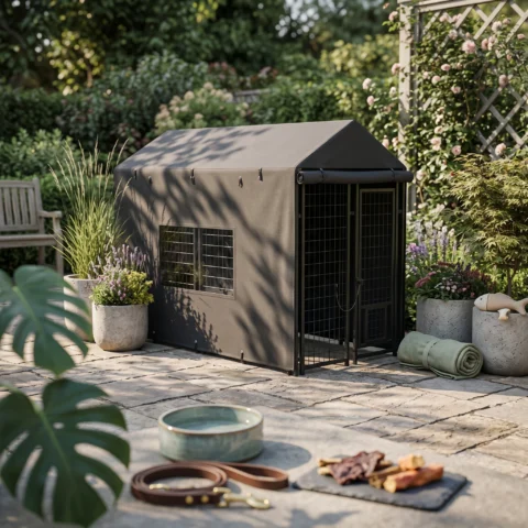 Outdoor Dog Kennel Cover with Openings Waterproof Dog Kennel Cover with Openings Tarpaulin Heavy-Duty Tear-Resistant