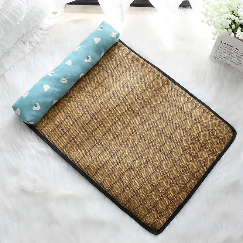 Cat Natural Cooling Mat Summer Pet Self Cooling Pad Cat Bed Mat For Dogs Indoor Rattan Weave Mat Sleeping Cat Bed - Image 17