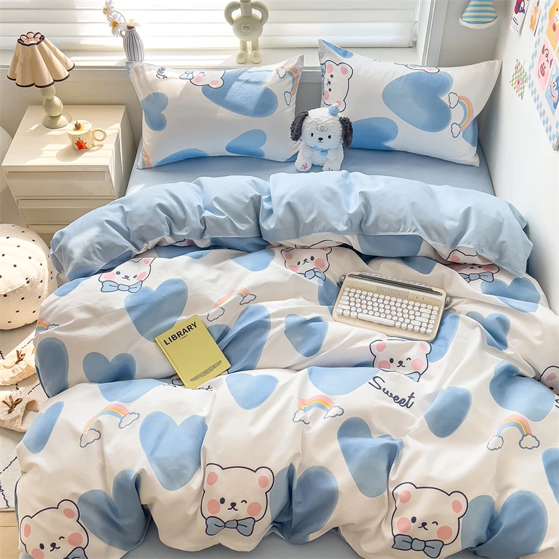 New Cute Stars Printed Bedding Set 4/3/1 Pcs Skin-friedly Breathable Duvet Covers Comfortable Durable Single Double Quilt Cover - Image 27