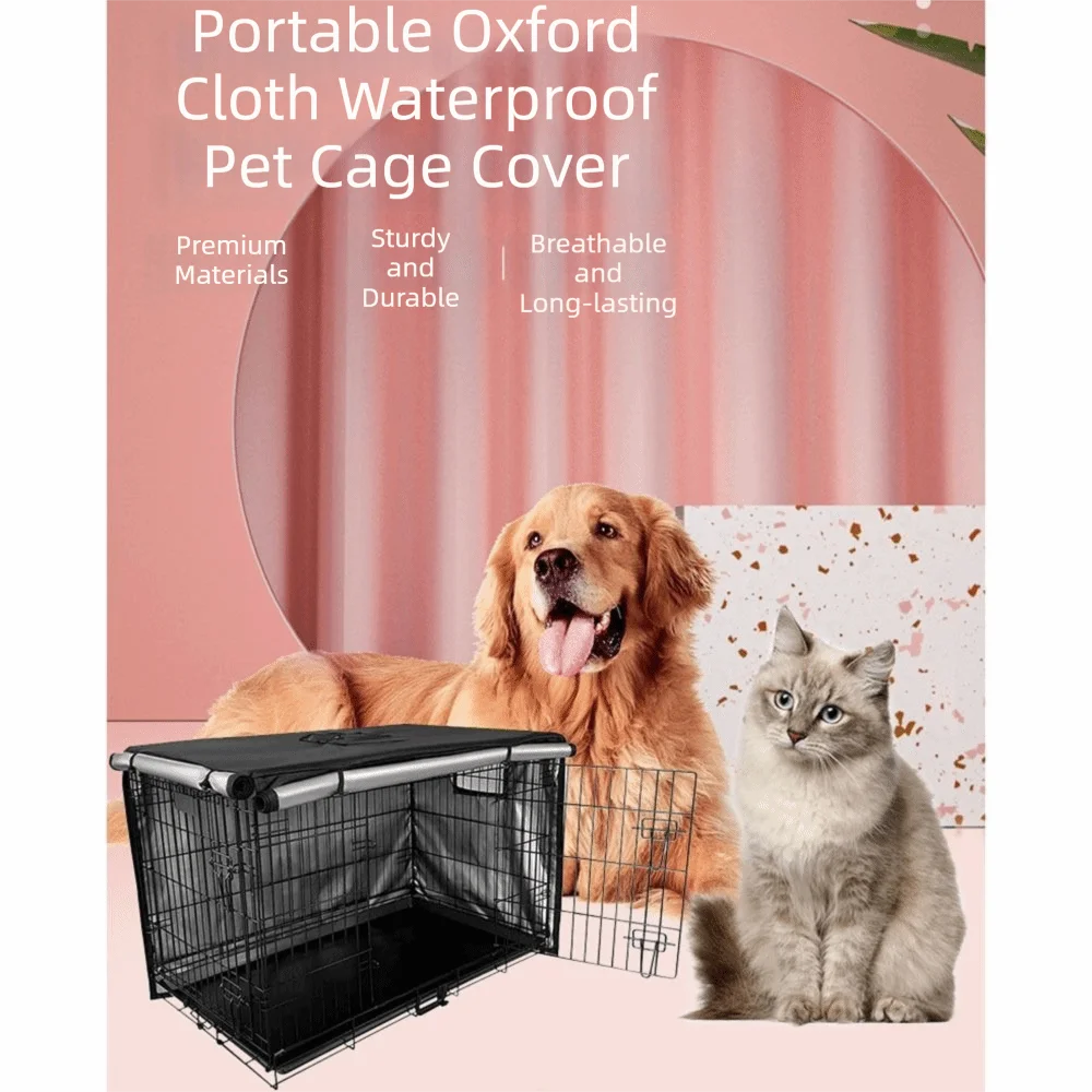 Waterproof Dog Cage Cover Thickened Warm Oxford Cloth Pet Kennel Cover Machine Washable Durable Wire Crate Sun Covers