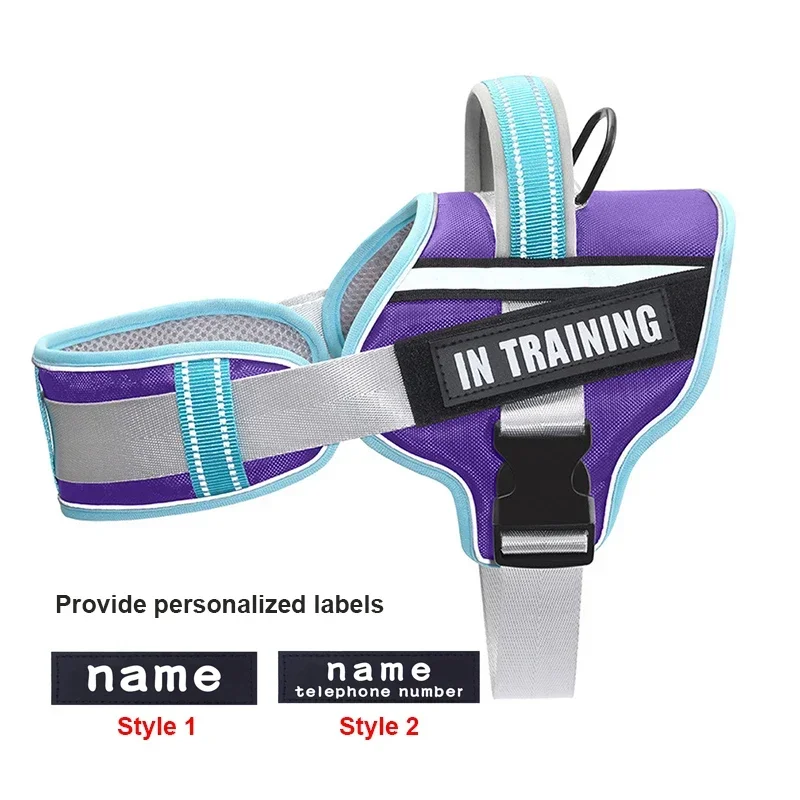 KOMMILIFE Adjustable Nylon Dog Harness Personalized Harness For Dogs Reflective Breathable Neck Guard Dog Harness Vest No Pull - Image 14