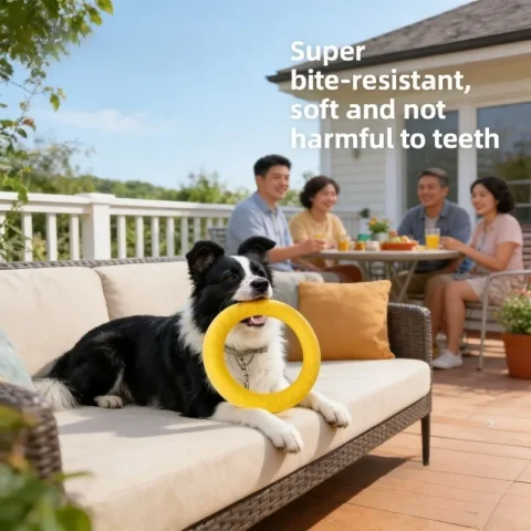 Dog toy - Large breed dog ring frisbee, Border Collie, vocal, tension ring, teething, durable, fun toy for pets,Christmas gif