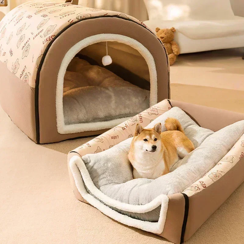 Big Dog Kennel Warm Winter Dog House Mat Detachable Washable Dogs Bed Nest Deep Sleep Tent for Medium Large Dogs House Suppli