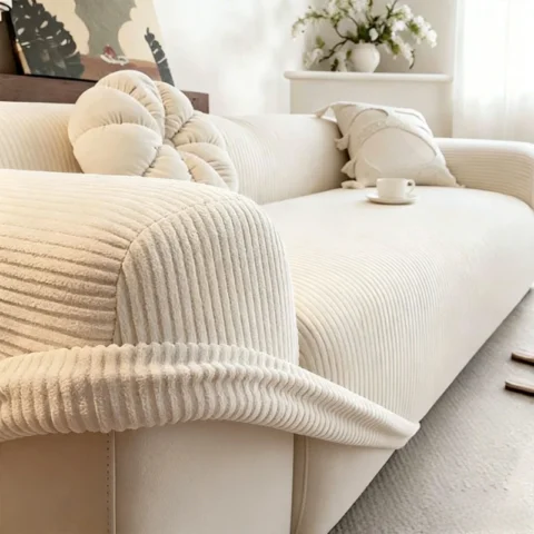 Thick Soft Corduroy Sofa Cover,1/2/3/4Seater Non-Slip Elastic Slipcover Full Wrap Machine Washable Couch Protector Universal 
