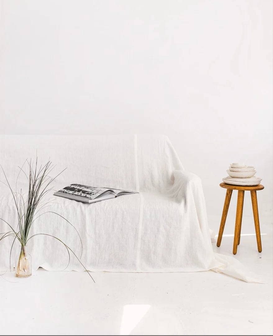 French Pure Linen 100% Fabric Pure Color Sofa Cover Cloth Sofa Towel Suitable for All Seasons Love Seat Couch Cover Summer New - Image 2