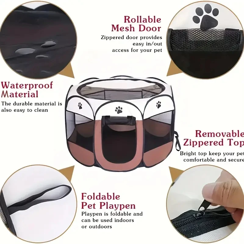 Cat Maternity Room Octagonal Pet Fence Oxford Cloth Waterproof and Scratch-Resistant Foldable Pet Tent Cat Nest Kennel