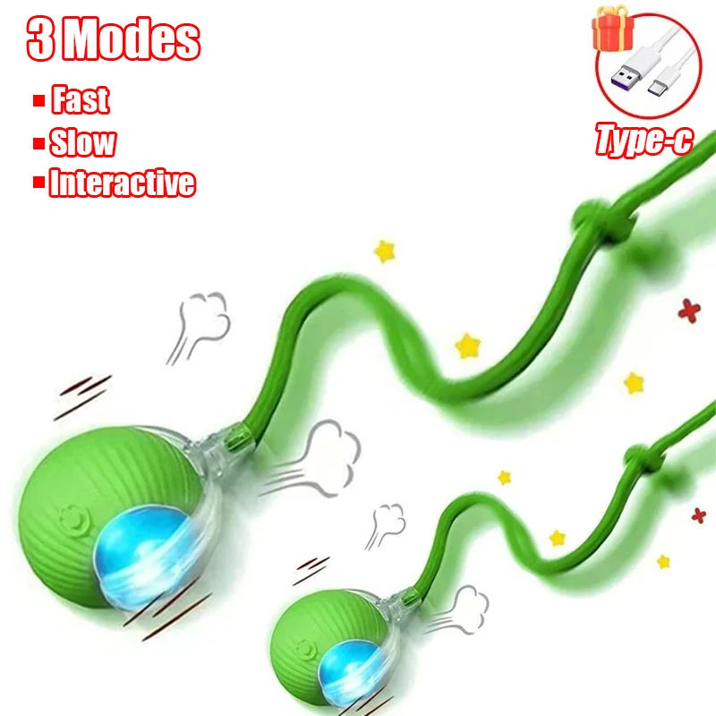 New Cat Interactive Ball Toy Automatic Rolling Ball Faux Tail Rechargeable Smart Pet Electric Toy Dog Cat Training Imitate Mouse - Image 18