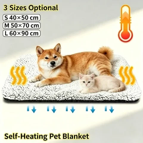 1pc Self-Heating Pet Pad, Washable Thermal Cushion Mat for Cats Dogs, Warm Soft Blanket for Puppy & Kitten Winter Bed, Pet Be