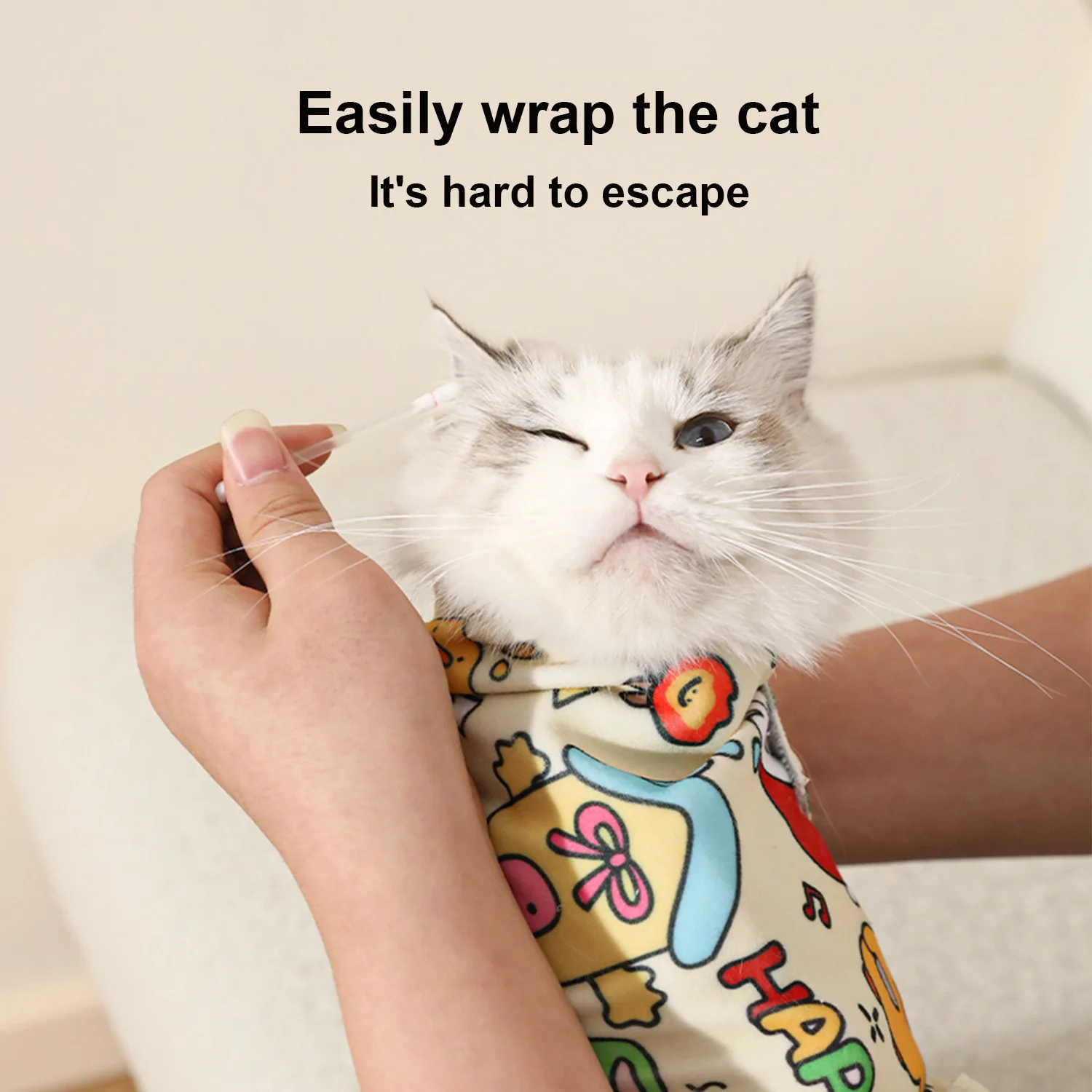Cat Grooming Wrap Self-Adherent Cat Swaddle Burrito Wrap Anti-Bite Anti-Scratch Anti-Escape for Medicine Nail Clipping Pet To
