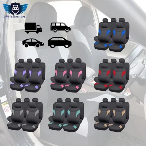 Jacquard and Polyester Fiber Full Set Car Seat Covers Universal size Fit for Most Car SUV Truck with Comfortable Foam Padding