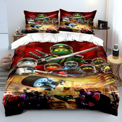 New Product!N-Ninja Games Pattern Duvet Cover Set Digital Print Colorful Polyester Bedding with Zipper Closur for Kids Gifts