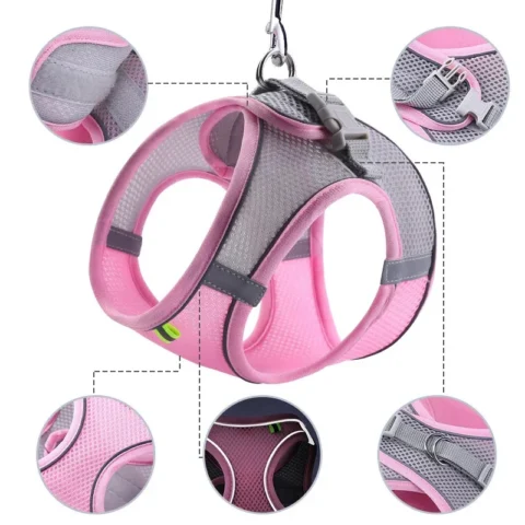 No Pull Reflective Pet Harness Leash Set Breathable Adjustable Vest for Small Medium Dog Cat Outdoor Walking Travel